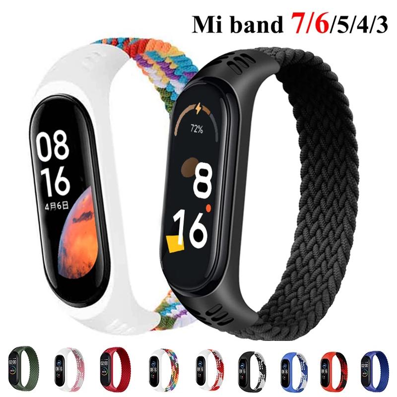 

Bracelet for Xiaomi Mi band 6 7 Strap Nylon Braided solo loop pulseira bracelet Miband5 Wristband belt Mi band 5 4 3 6 correa For Mi band 6&S (150mm-160mm) чорний