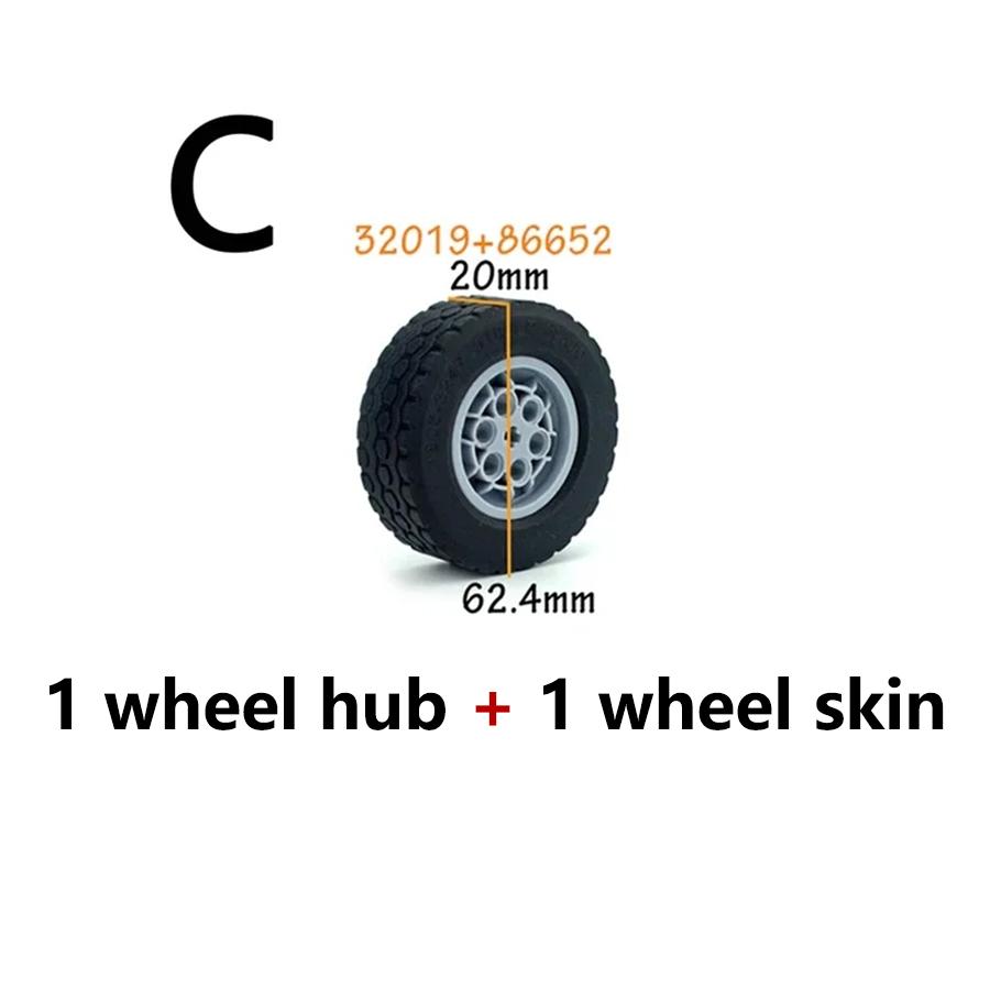 1Pcs Technical Tire & Wheel Hub Building Blocks Compatible with MOC Car Truck Parts