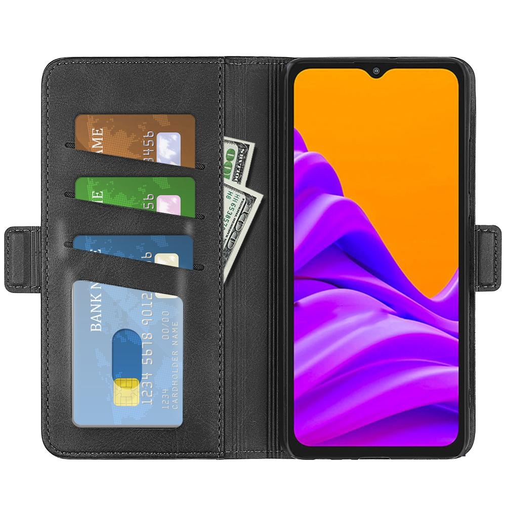 

For Samsung Galaxy Xcover7 Case Calf Texture Leather Wallet Phone Cover Blue