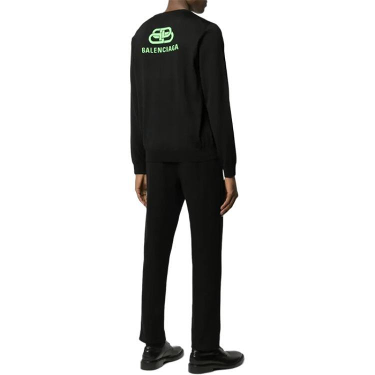 Balenciaga Back Print Interlocked BB Sweatshirt 'Black Green' Men's 583117T14396076