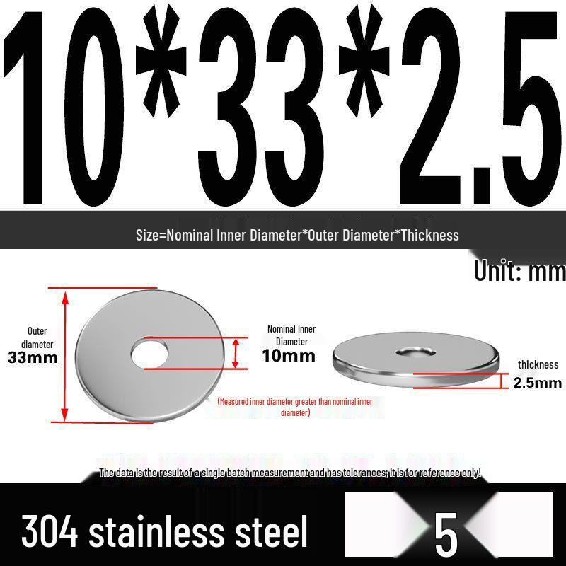 Thickened 304 Stainless Steel Flat Washer Spacer (M2-M36)