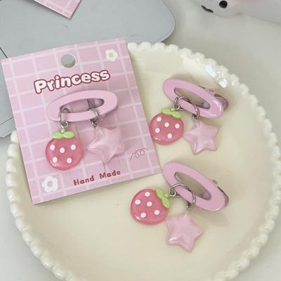 Anhänger Gelee Erdbeere Stern Ovaler Clip Weich Niedlich Ins Mädchen Süße Haarspange Fünfzackiger Stern Haaraccessoires Haarnadel