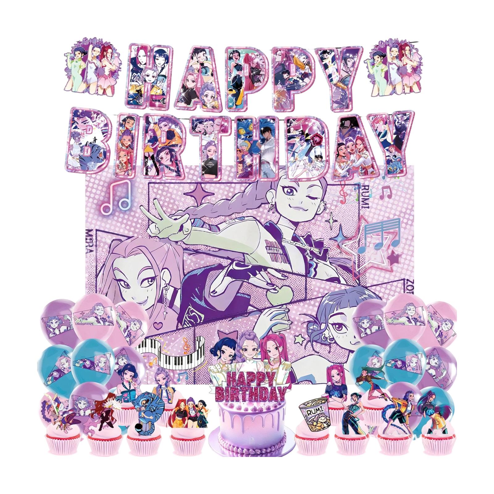 

Cartoon Hand-painted Girl Group Theme Party Decoration Birthday Pull Flag Insert Spiral Background Cloth Layout One Size белый