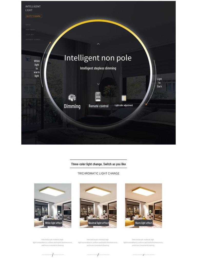 Square Gold LED Ceiling Lamp for Living Room, Balcony, Porch, and Bedroom - Modern and Simple Design