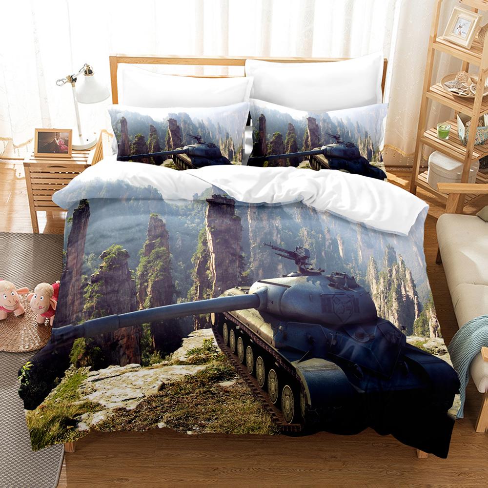 3D Tank Duvet Cover Tank Print War Military Weapon Theme For Children Teens Women Men Gifts For Bedroom Decorations Queen King