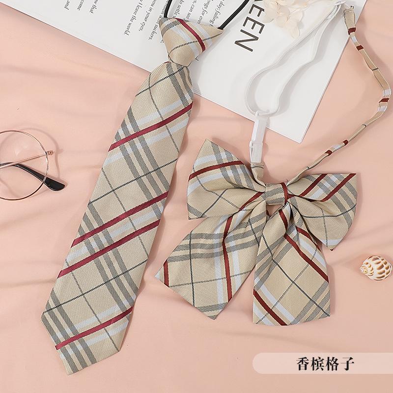 Japanese Korean Version Striped Jkdk College Style Red Cyan Gray Blue Shirt Men'S And Women'S Accessories Free Tie Tie Set