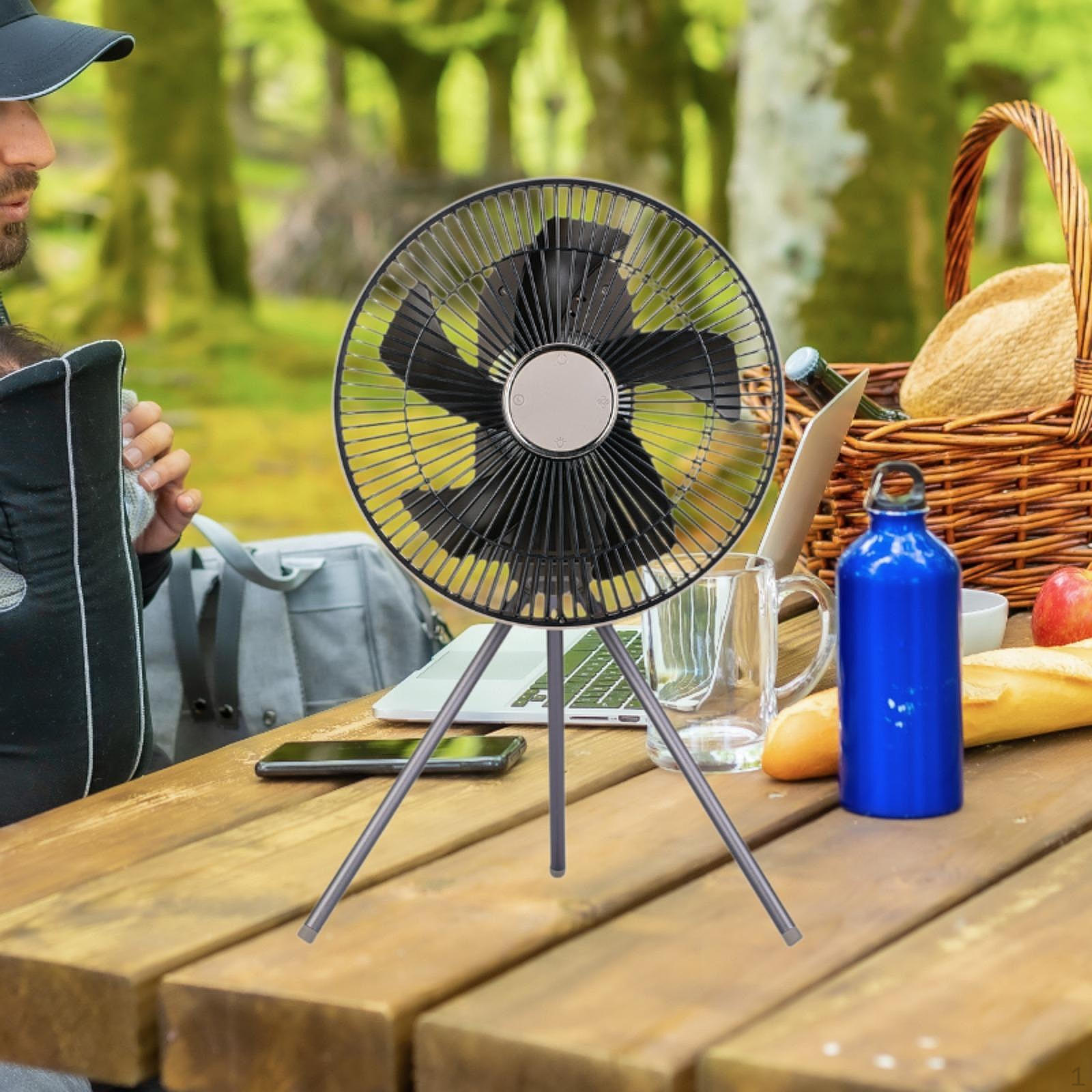 Camping Fan with Lantern Outdoor Tent Rechargeable Portable Cooling for Indoor серый