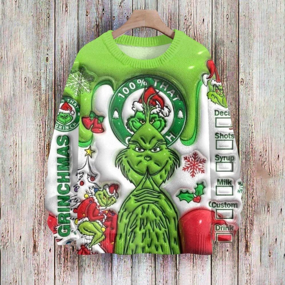 Vánoční móda Pánské Dámské tričko Zelený monster potisk O-výstřih Pulovr Top Ležérní Outdoorová mikina Dětská trička Top Oblečení