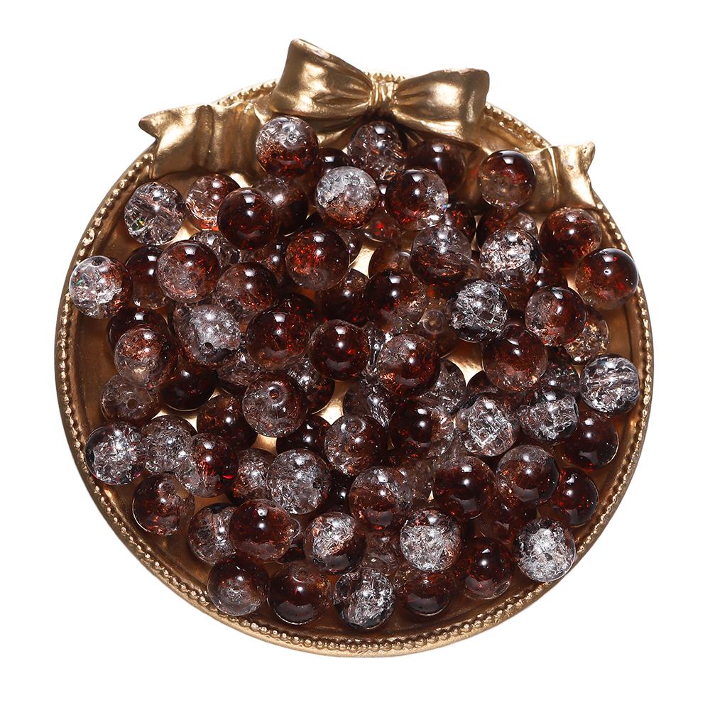 20-50pcs/lot Dark Color Transparent Cracked Glass Beads Round Bracelet Spacer Beads For DIY Necklace Jewelry Making Accessories