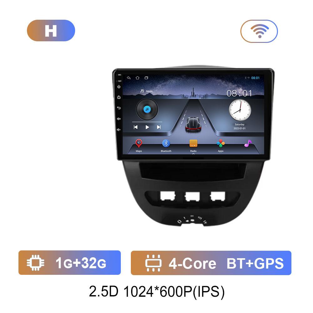 For Peugeot 107 For Toyota Aygo For Citroen C1 2005 - 2014 Android 14 GPS Car Video Multimedia Player BT WiFi HD Touch Screen 4G