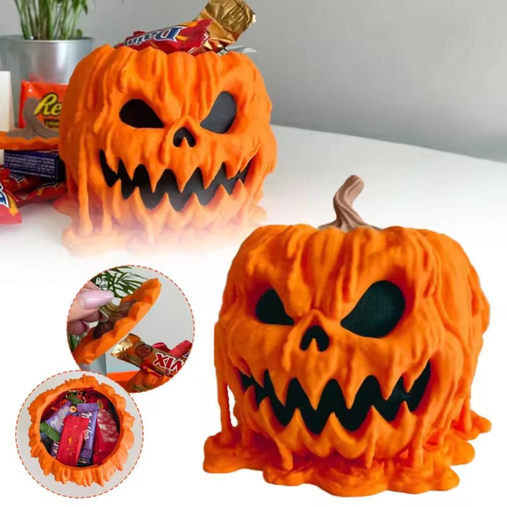 Orange Melting Halloween Pumpkin Candy Bowl With Lid Food Display Bowl Candy Holder  Haunted House