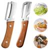 2Pcs Vegetable Peeler with Wooden Handle & Wide Blade, Potato And Carrot Peeler, Serrated Scallion Shredder And Bottle Opener for Kitchen Camping,