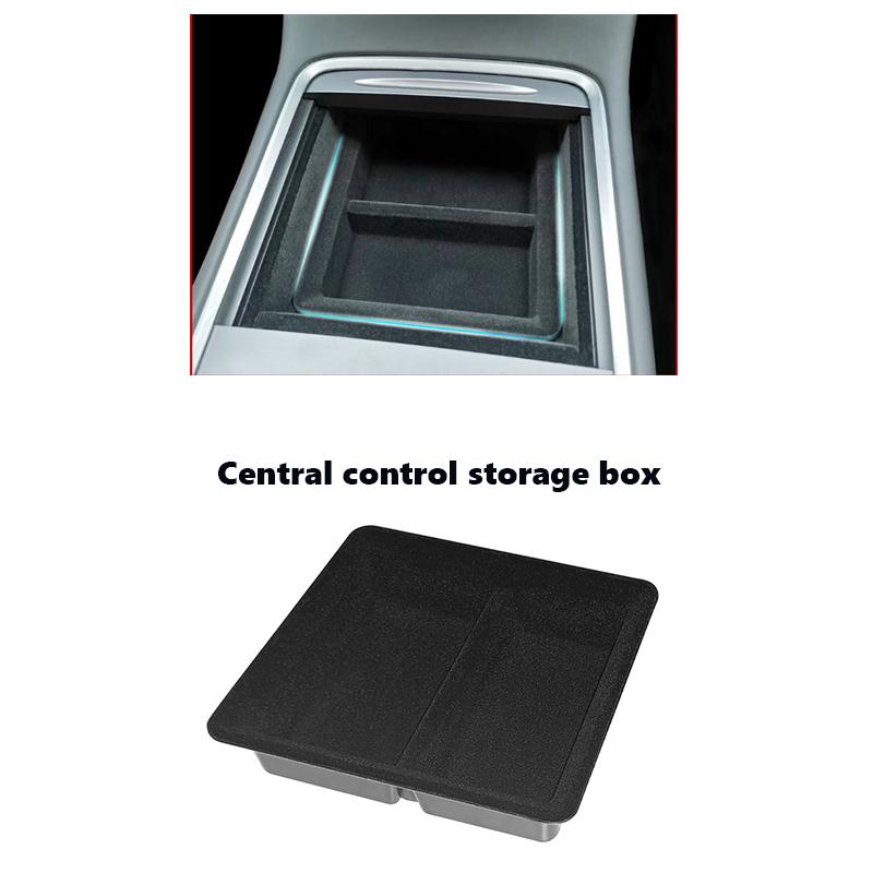 Car Central Storage Box For Tesla Model 3 2021-23 Model Y Organizer Container Flocking Storage Case Holder Car Interior