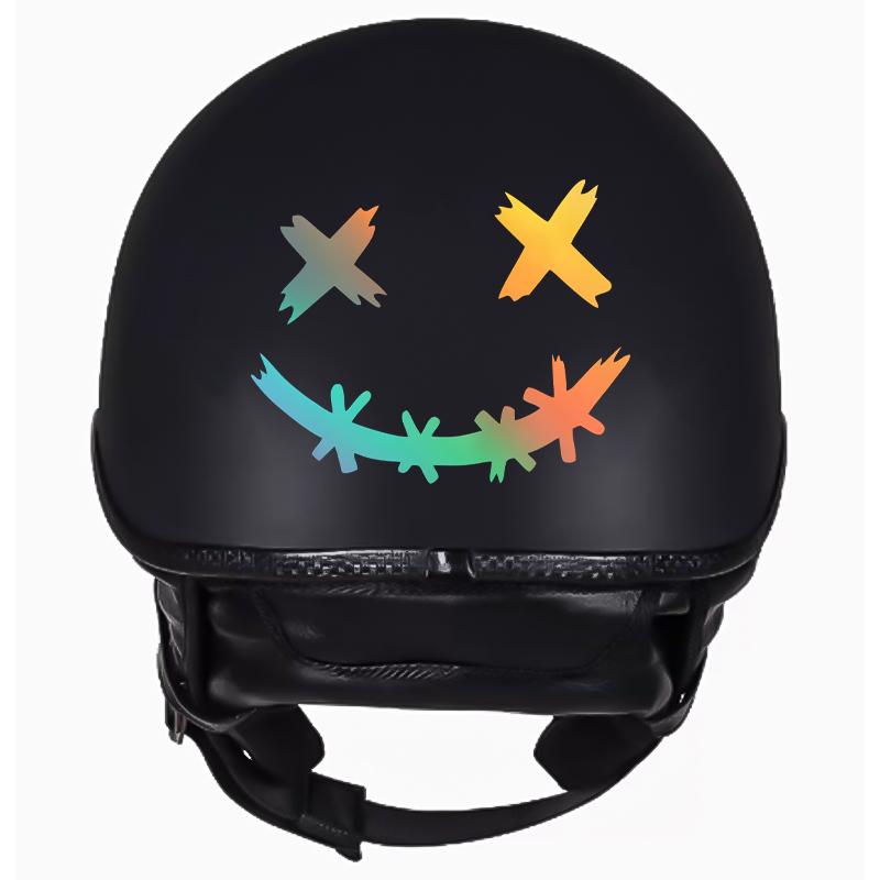 G012 15 x 12 cm Smiley-Vinylaufkleber für Motorradhelme, Dekoraufkleber, Motorradhelm-Smiley-Gesicht-Vinylaufkleber