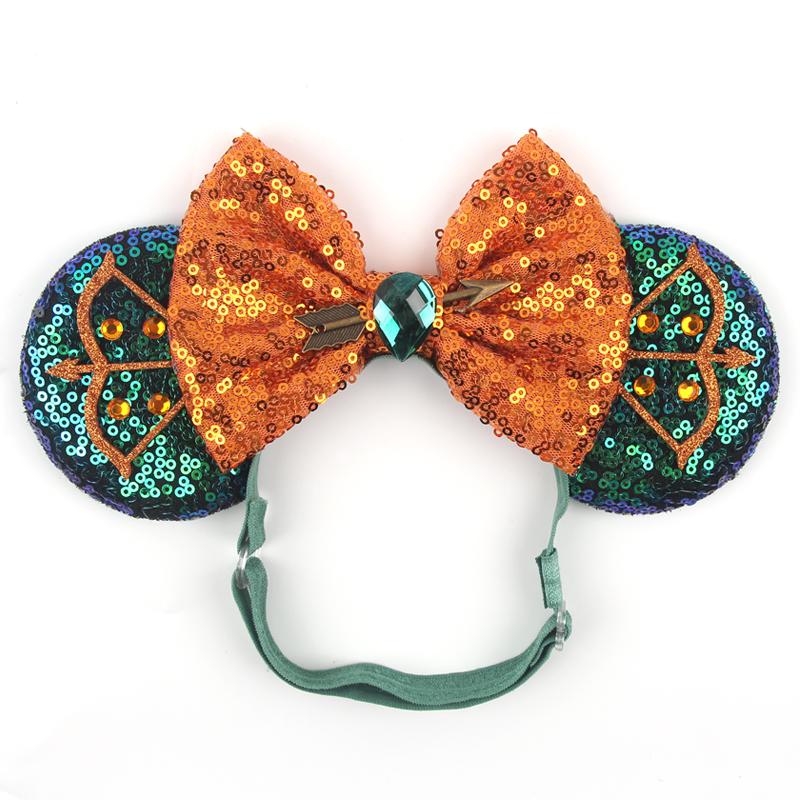 Bentiță Elastică Ajustabilă Urechi de Șoarece Disney Pentru Bebeluș Adult Paiete Fundă 5" Bentiță de Păr Festival Petrecere DIY Accesorii de Păr