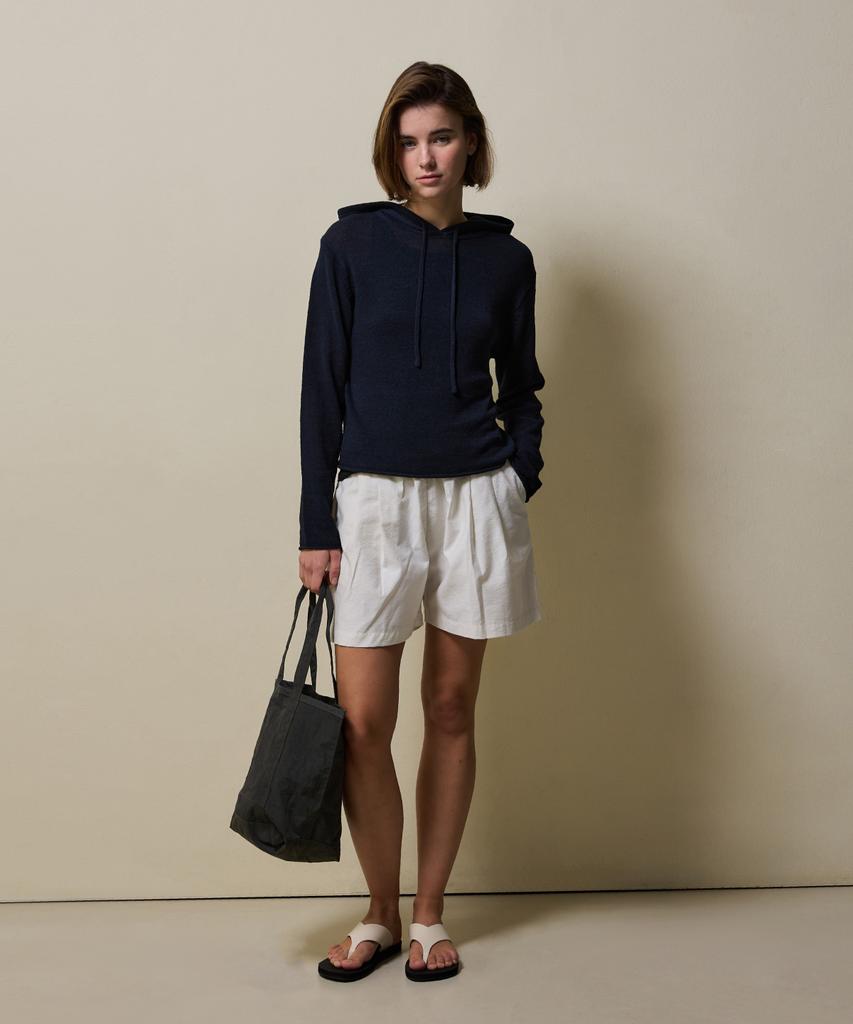 SHINE ON YOU Airy Linen Blend Slim Hoodie Knit_Deep Navy