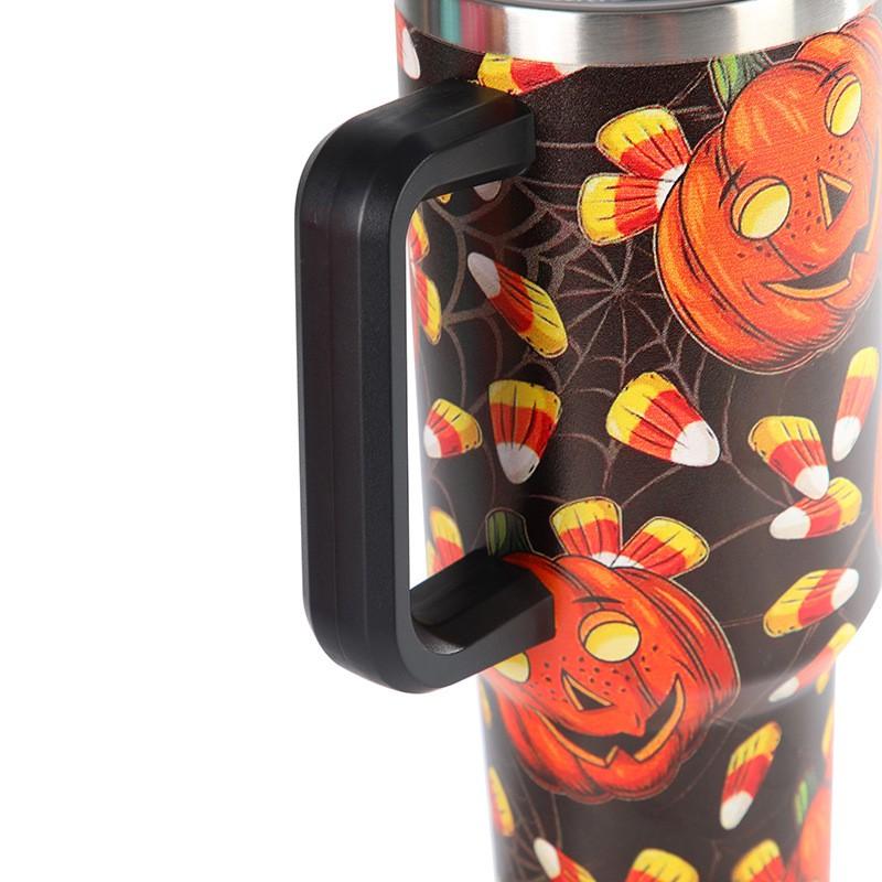 Halloween Series Stainless Steel Vacuum Insulated Tumbler With Handle Straw Portable Cold Hot Drinks