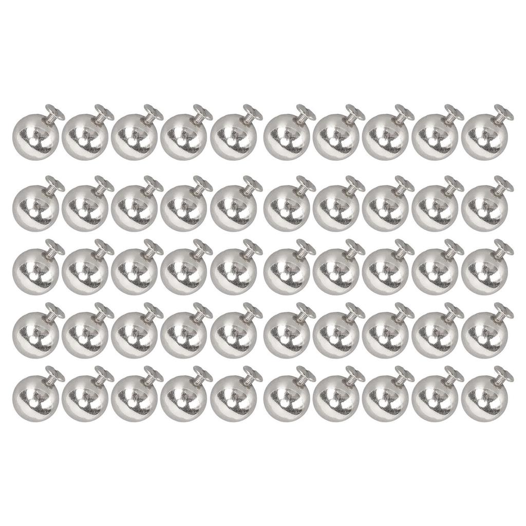 50 Set Sphere Rivet Kit Iron Soild 10mm Diameter Sphere Stud Kit with 6mm Screws for Leather Crafts Clothing Boots