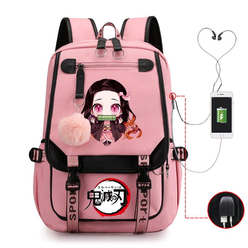Ghost Annihilation Blade Grade 3-6 Junior High School Student High School Student School Bag Strap USB Multifunctional Backpack