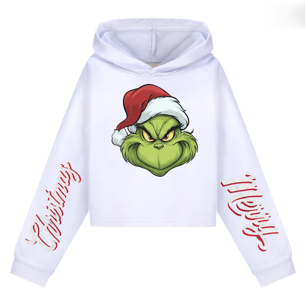 Kids' Casual Fashion Christmas Printed Long Sleeve Hooded Sweatshirt (No Drawstring)