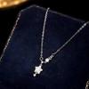 925 Sterling Silver Rhinestone Star Pendant Necklace - Elegant, Personalized Clavicle Chain for Women