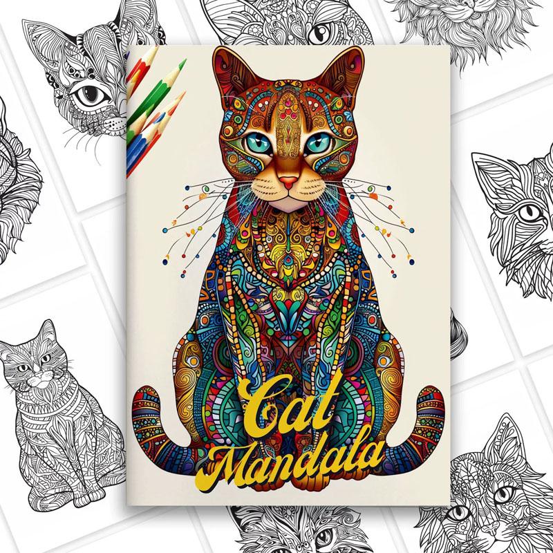 Cat Mandala Coloring Book for Adults: Relaxing Feline Patterns for Stress Relief