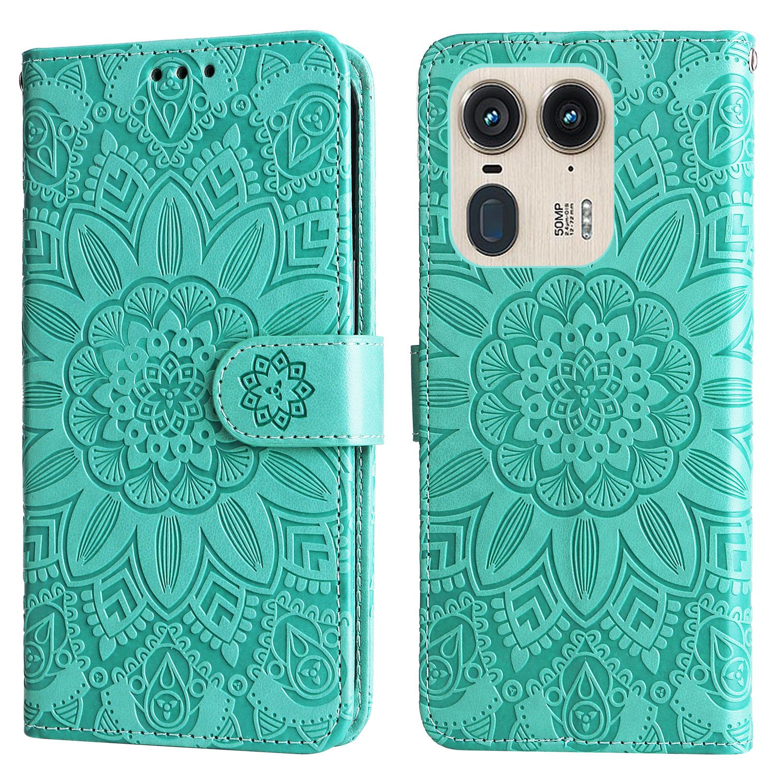 

Wallet Case for Motorola Edge 50 Ultra 5G/Moto X50 Ultra 5G Leather Phone Cover Sunflower Imprint B