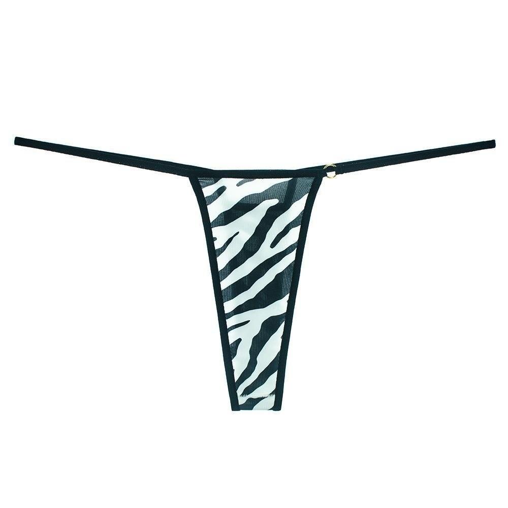 Seamless Women Thongs Low Waist Striped Print Briefs Breathable T-back Briefs  Fitness Wear M-Striped