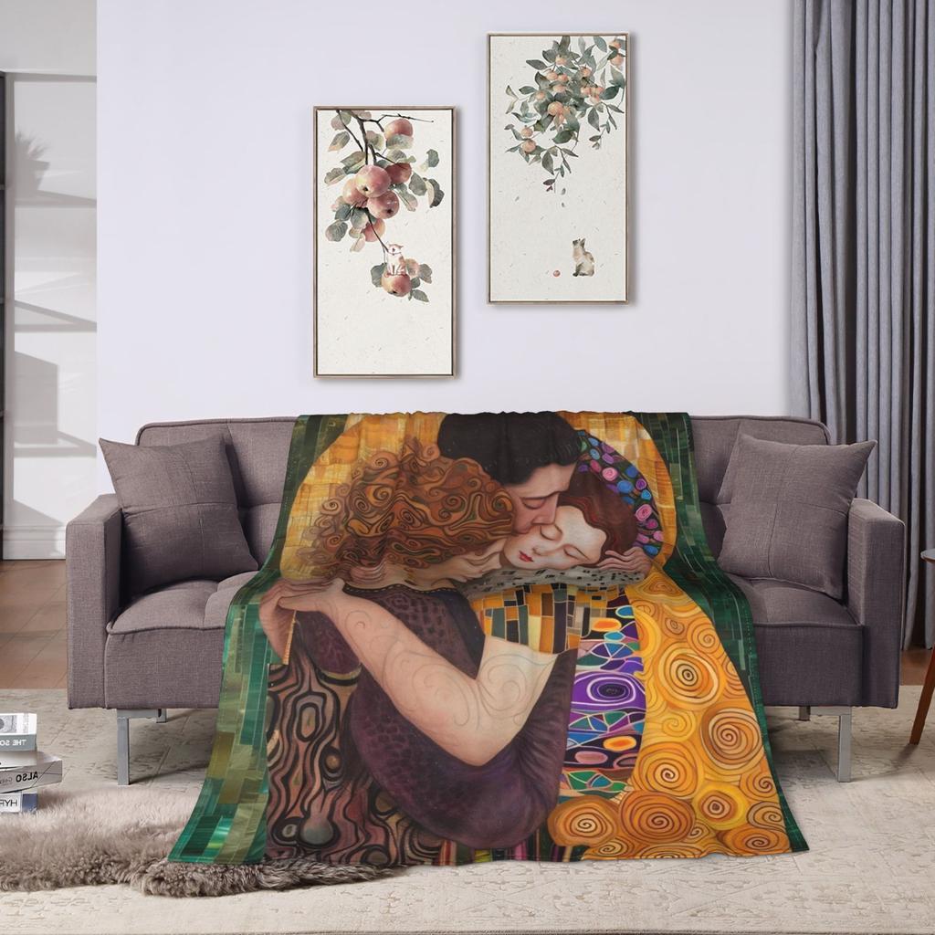 Klimt Child Retro Super Warm Blankets Travel Plush Throw Blanket Funny Couch Bed Flannel Bedspread Sofa Bed Cover