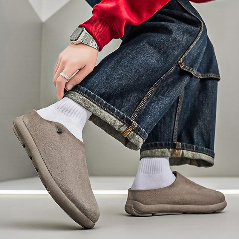 Men’s Summer Sandals Slipper Clogs Backless Mules Khaki Casual Shoes for Students Over Sized
