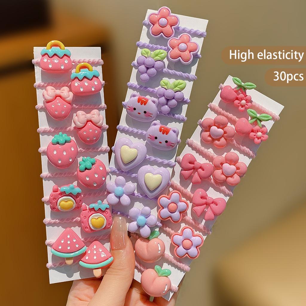 30 küçük kız çizgi film sevimli lastik toka, çocuk saç tokası, günlük kullanıma uygun saç aksesuarları