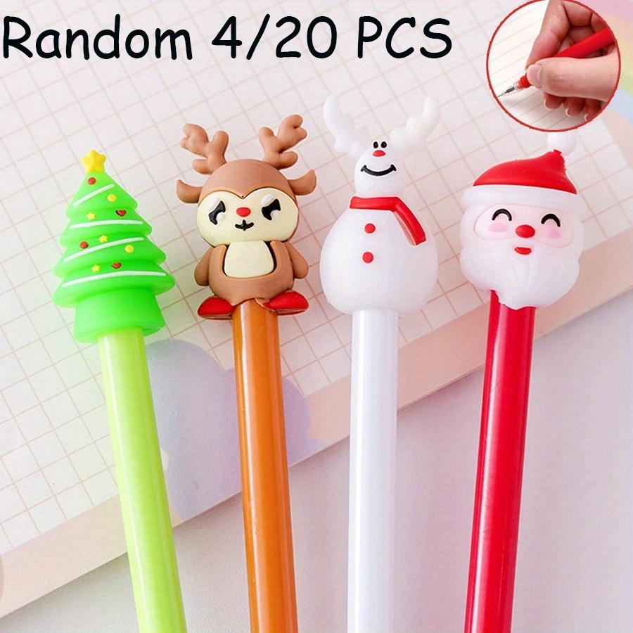 4/ 20 PCS Cartoon Christmas Theme Water Based Pen 0.5mm Black Funny Novelty Santa Claus Design Good Quality Student Essential Back To School