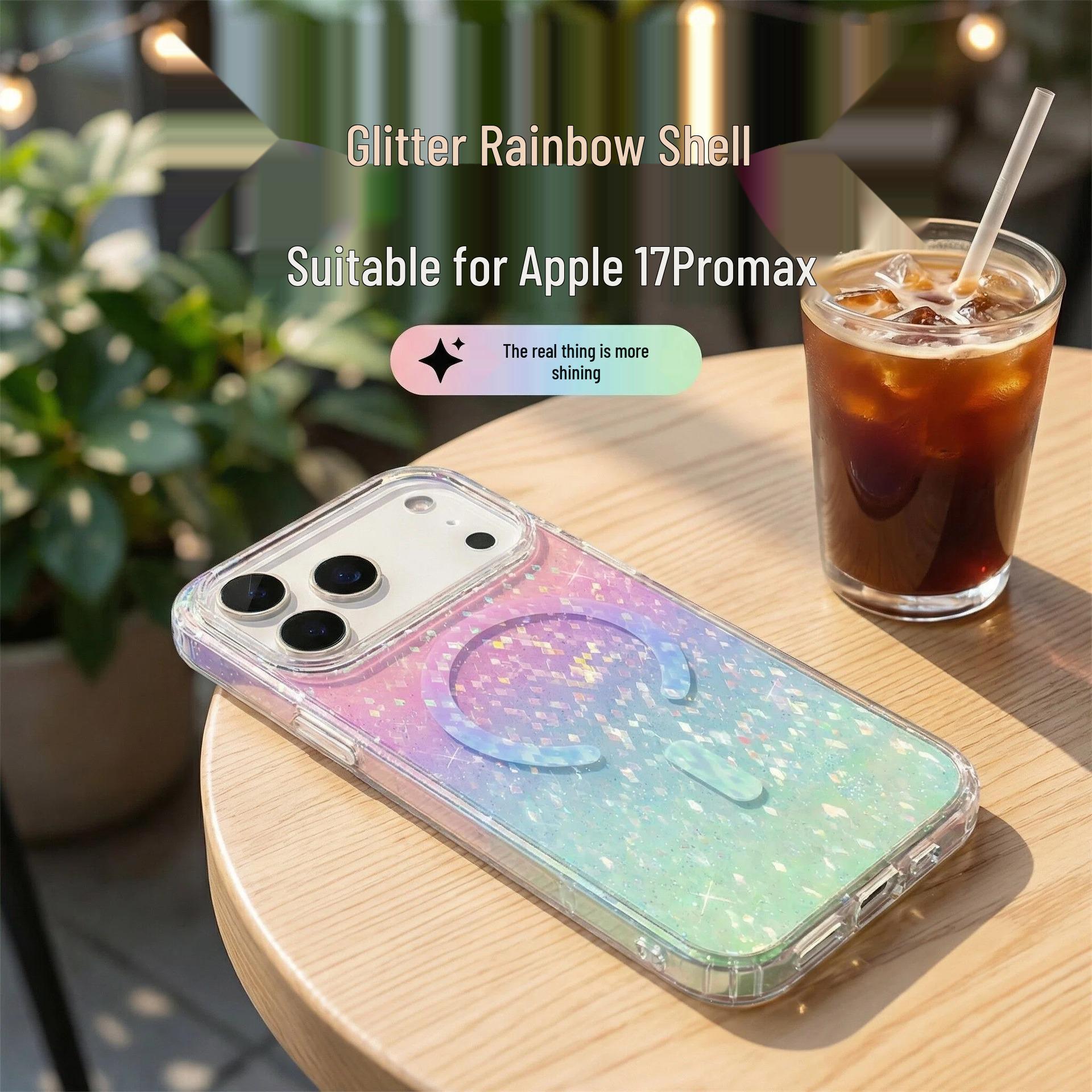 Suitable for iPhone 17 Pro case: vibrant laser gradient 17 Pro Max case, premium feel for iPhone 15/16. iPhone 13 Pro Max