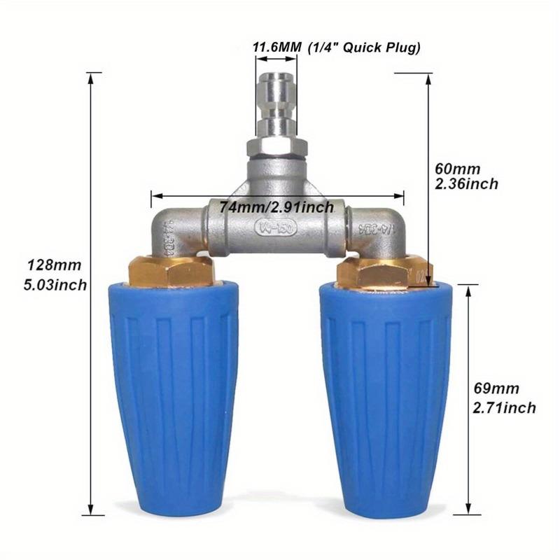 High Pressure Washer Dual Turbo Nozzle Rotating Spray Adaptor 4000 PSI with 1/4" Quick Connect Twin Turbo