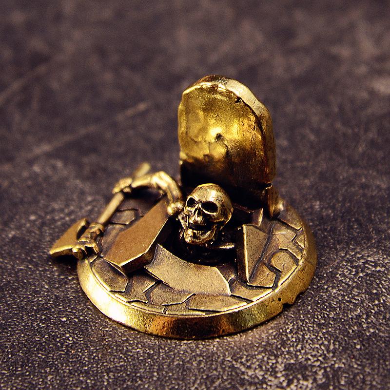 Vintage Brass Zombie Statue Horror Skull Mage Ghost Sculpture Death Reaper Figurine Prank Decoration Desktop Ornament Home Decor