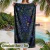 Blue Flowers Art Theme Quick Dry Beach Towel Custom Name Text Print Large Sand Resistant Towel Beach Vacation