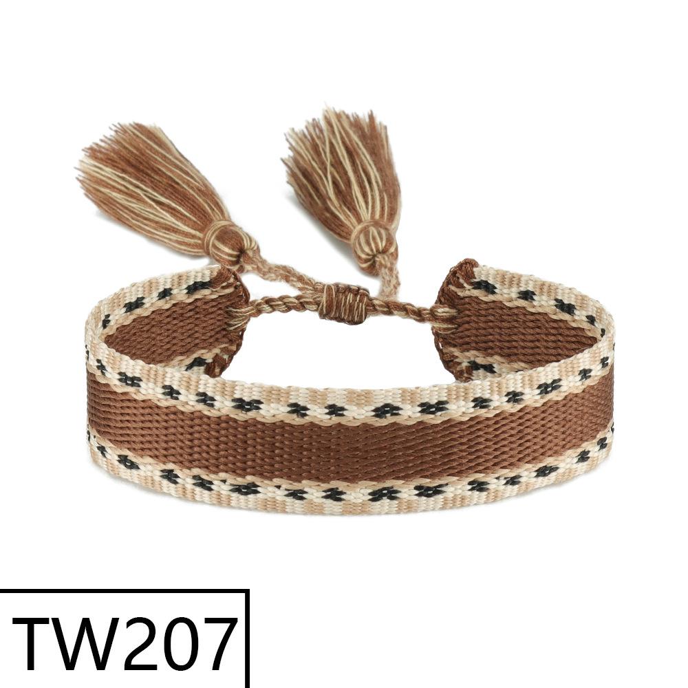 Customizable Handmade Bohemian Tassel Bracelet with Embroidered Logo - European & American Ethnic Friendship Style