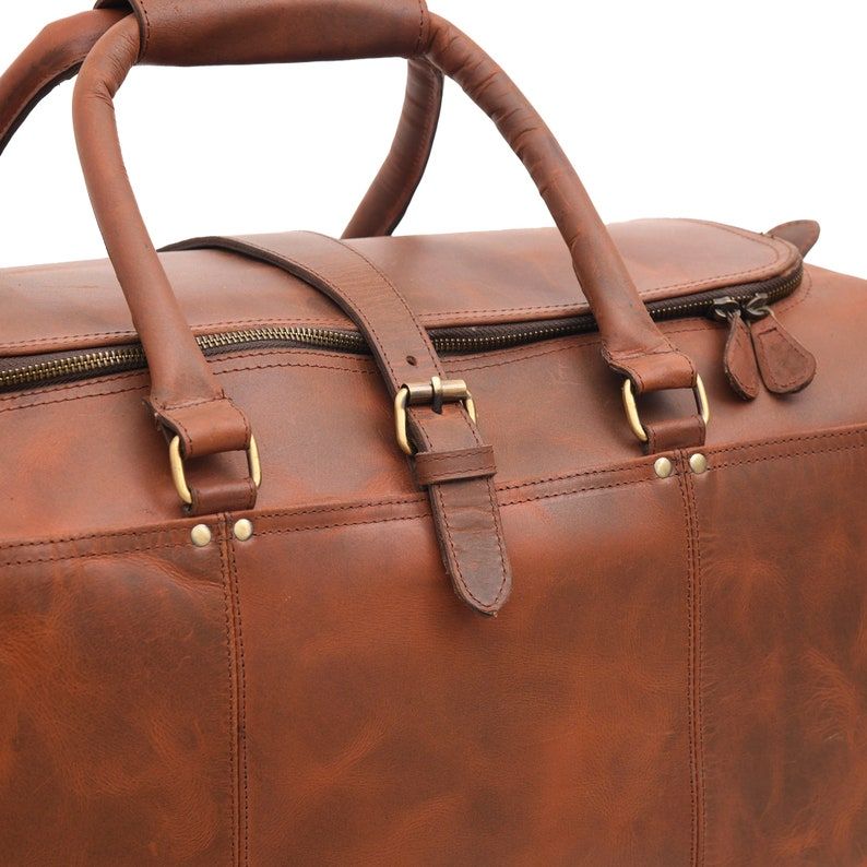 Leather Duffle Bag: Handmade Weekender Travel Bag