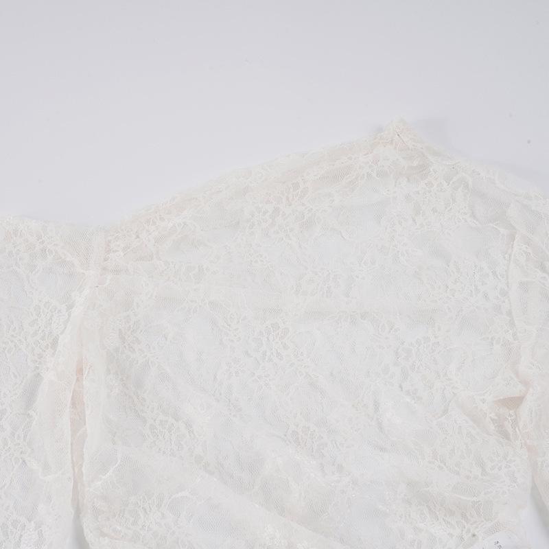 Elegant Lace Bell Sleeve Off-Shoulder Sheer Cover-Up