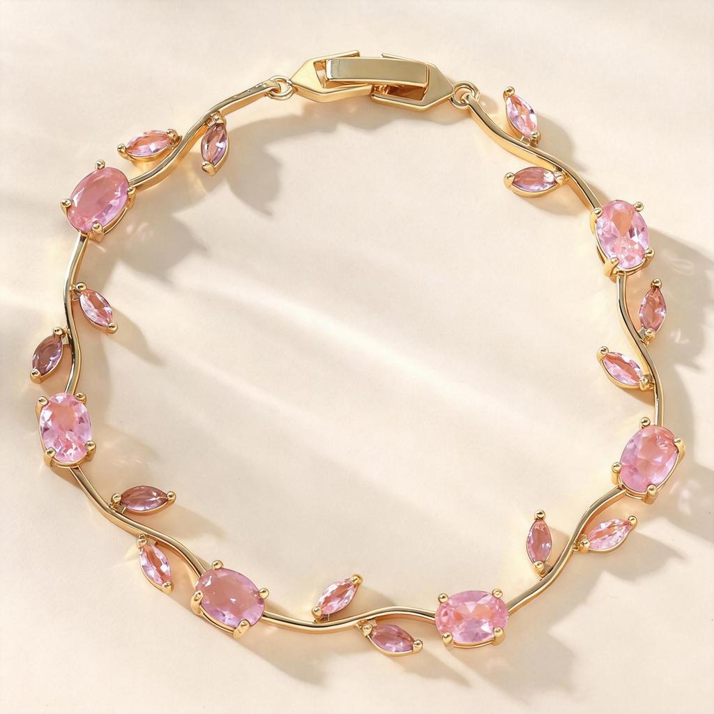 Chic Sweetheart Bracelet: Flower, Leaf & Butterfly Zircon Design - Perfect for Valentine's Day