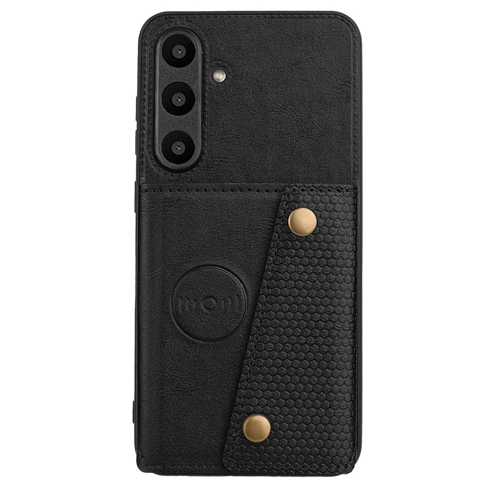 

For Samsung Galaxy S24 FE Case Card Slots Kickstand Leather+TPU Phone Cover Black
