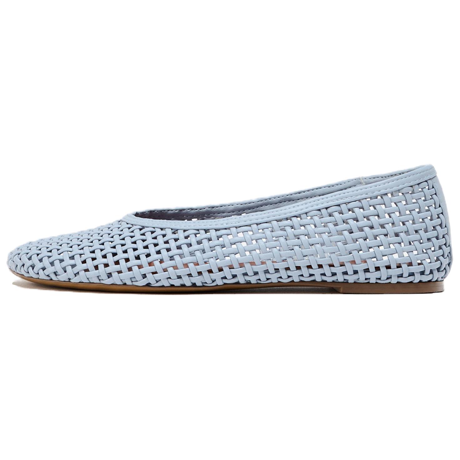 ZARA Woven Mesh Ballet Flats Light Blue Womens 12538510400 36