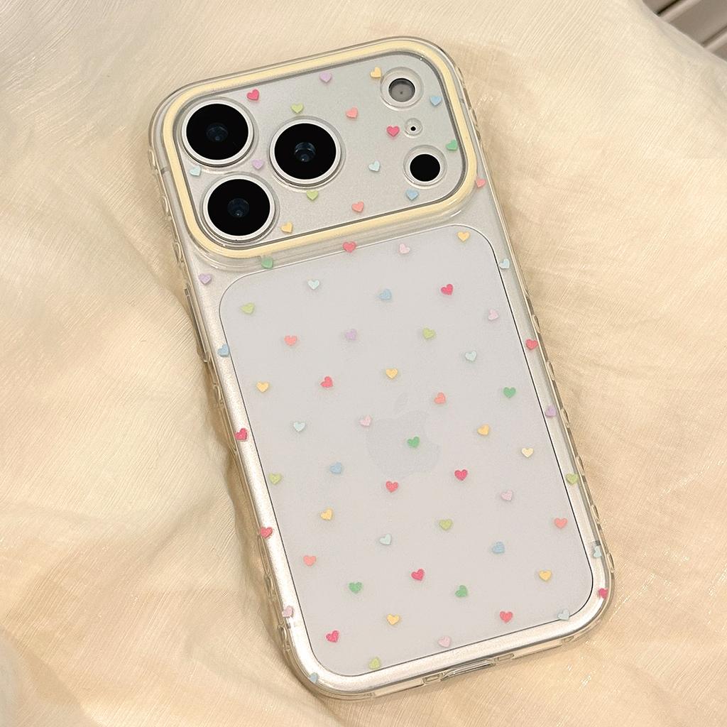 Korean Style Simple Colorful Little Love Heart Transparent Shock Proof Phone Cover Case for iPhone 17 16 15 14 13 12 Pro Max