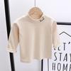 Kids' Velvet High Collar Long Sleeve Top for Autumn/Winter