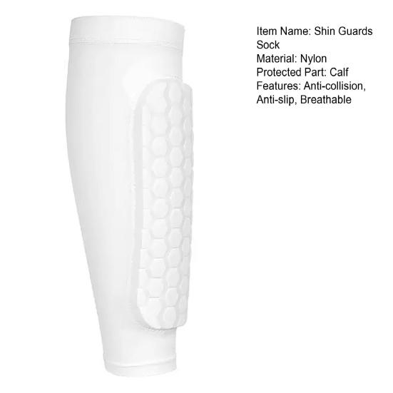 1Pc Shin Guards Sock with Honeycomb Pads Lightweight Ski Soccer Shin Pads Sock Non-slip Elastic Compression Calf Sleeve Protective Gear