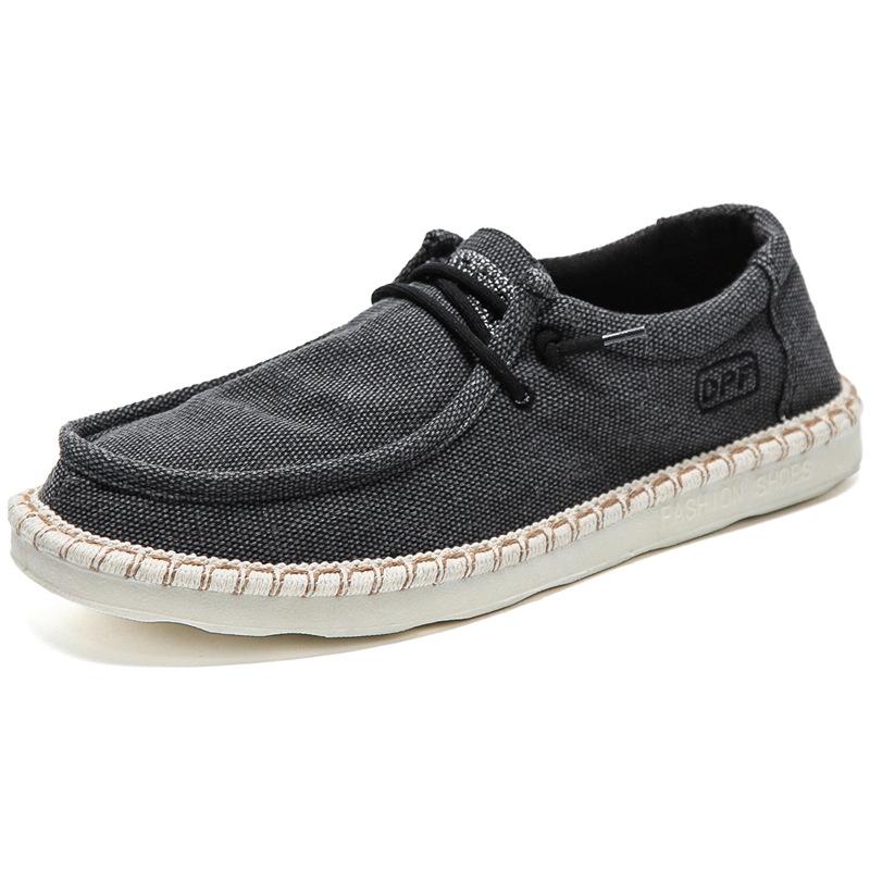 Mode Neue Herren Übergröße Lässige Denim Canvas Schuhe Flache Vulkanisierte Schuhe Mode Britischer Designer Atmungsaktiv Leicht Herren Sneaker Slipper