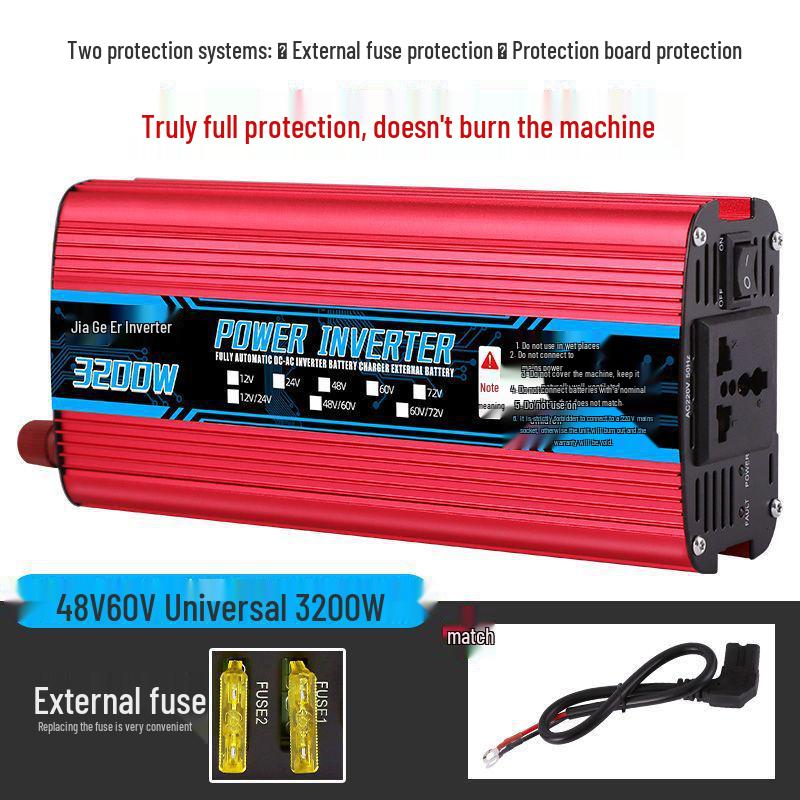 Universeller Hochleistungs-Wechselrichter 48V/60V/72V auf 220V für Elektrofahrrad-Akku und Food Truck