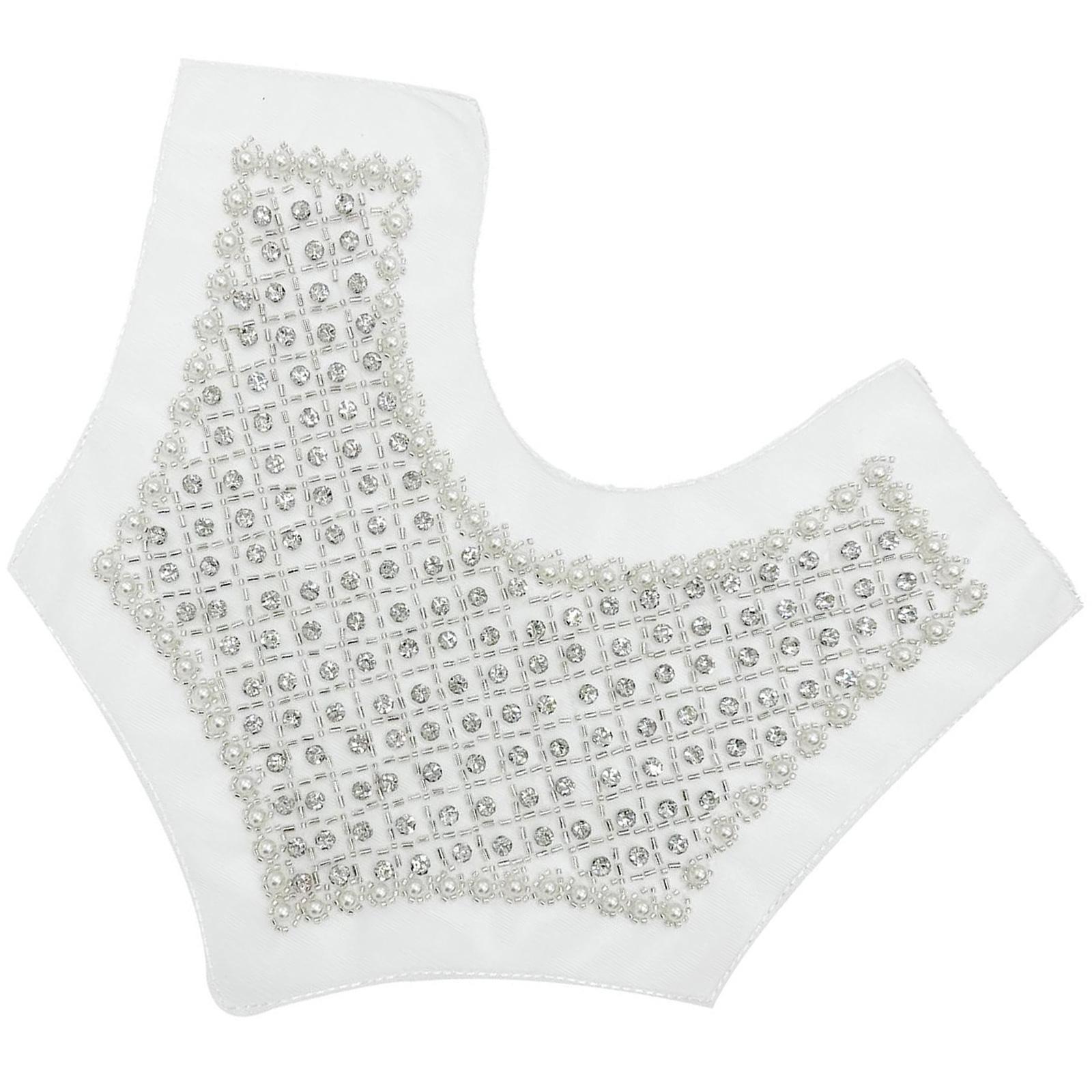 

Элегантный кружевной воротник из органзы с аппликациями из стразов, жемчуга, бисера, пришивные нашивки для свадебного платья своими руками B