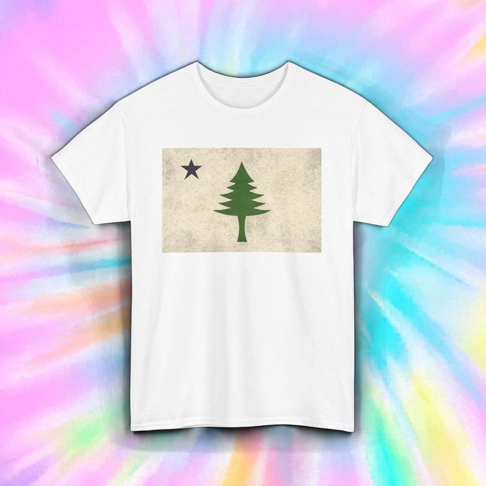

Maine Pine Tree Flag Shirt Vintage State Flag Rustic Heritage Outdoor Pride Tee 4XL