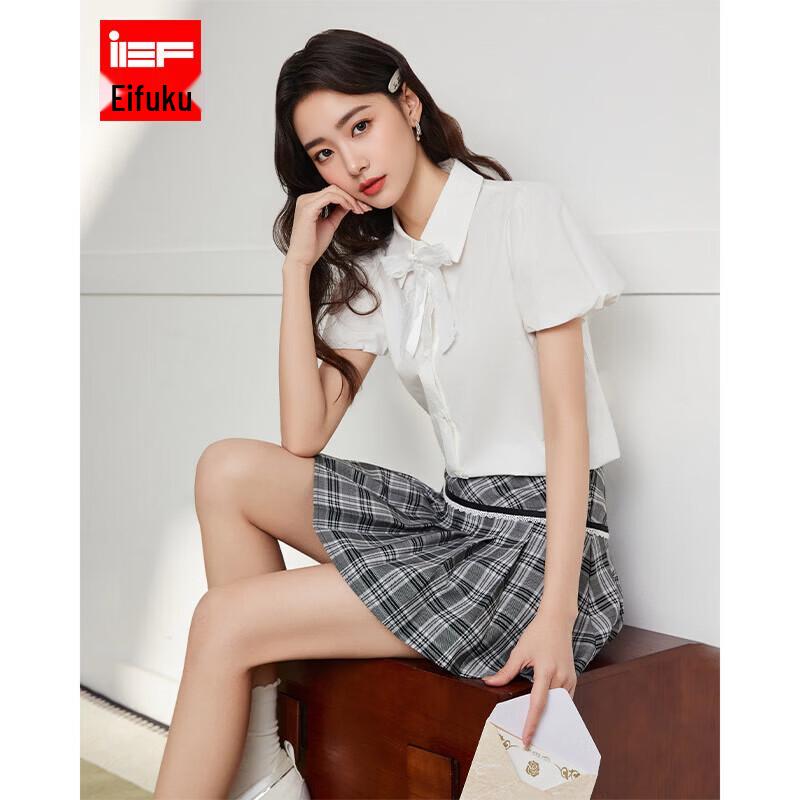 IEF Women s Korean Style Puff Sleeve Blouse L